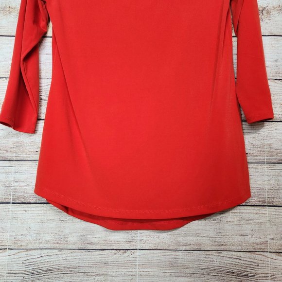 New With Tags Thalia Sodi Women's Size XS Eternal Red Keyhole Blouse 3/4 Sleeves - Picture 3 of 14